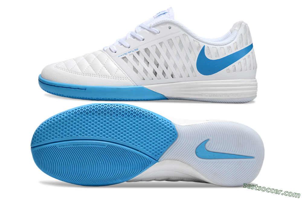 Nike Lunar Gato 2 IC Low-Tops Soccer Shoes - White/Blue 1