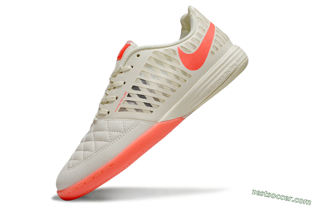 Nike Lunar Gato 2 IC Low-Tops Soccer Shoes - Beige/Red 5