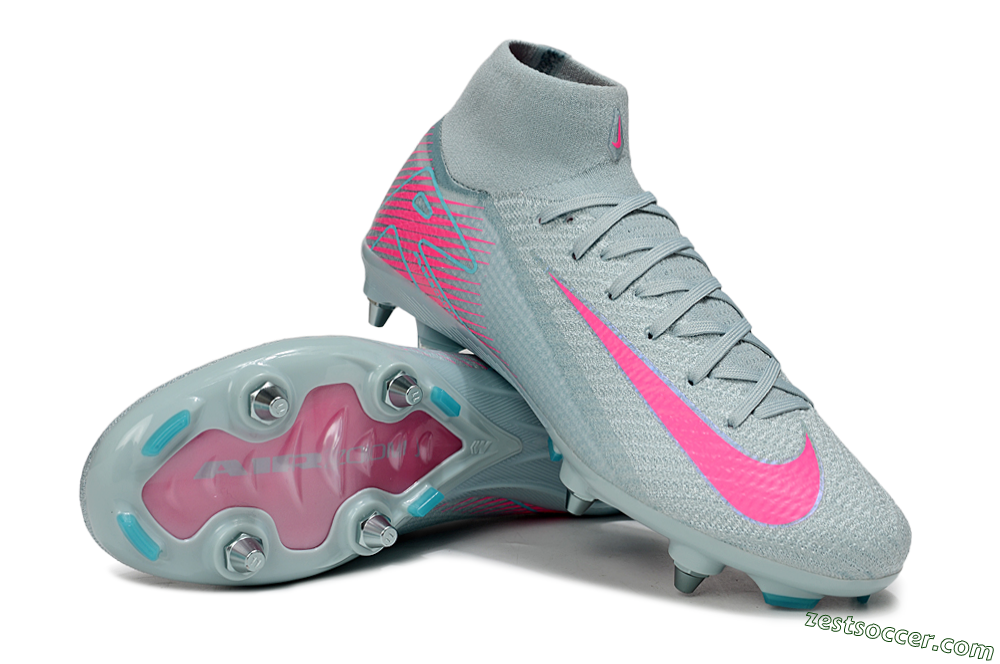 Nike Air Zoom Mercurial Superfly 10 Elite SG High-Tops Soccer Cleats - Jade/Pink 3