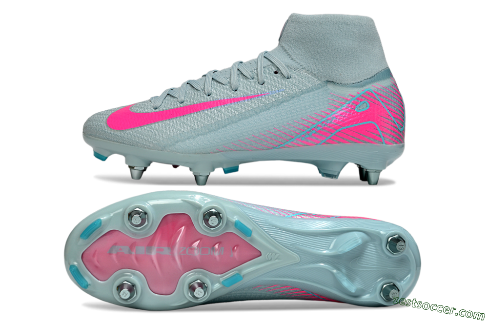 Nike Air Zoom Mercurial Superfly 10 Elite SG High-Tops Soccer Cleats - Jade/Pink 1