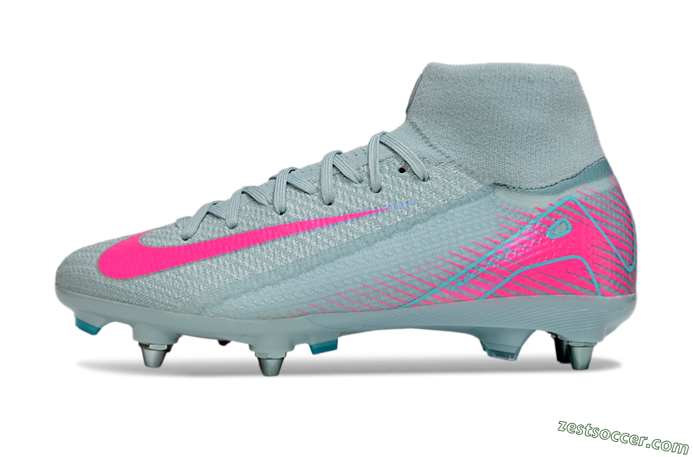 Nike Air Zoom Mercurial Superfly 10 Elite SG High-Tops Soccer Cleats - Jade/Pink 2