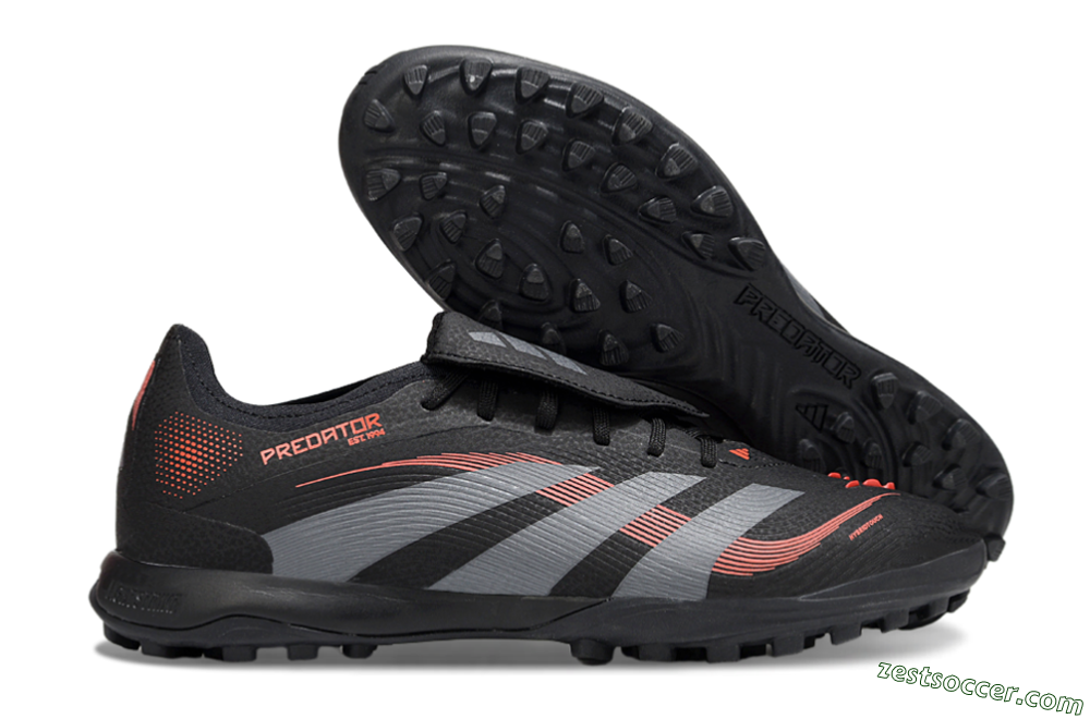 Adidas Predator Elite Foldover Tongue TF Low-Tops Soccer Shoes - Black/Grey/Red 0
