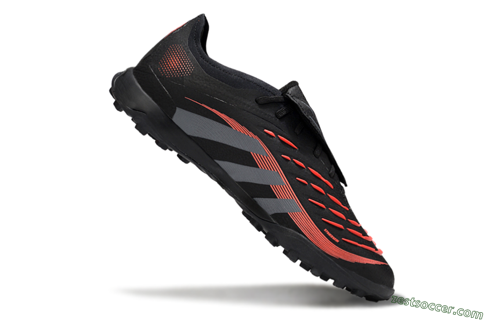 Adidas Predator Elite Foldover Tongue TF Low-Tops Soccer Shoes - Black/Grey/Red 4