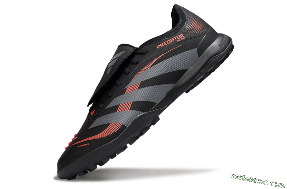 Adidas Predator Elite Foldover Tongue TF Low-Tops Soccer Shoes - Black/Grey/Red 5
