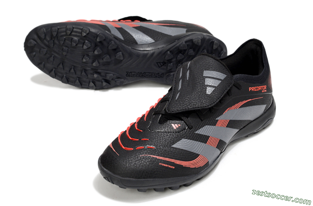 Adidas Predator Elite Foldover Tongue TF Low-Tops Soccer Shoes - Black/Grey/Red 3