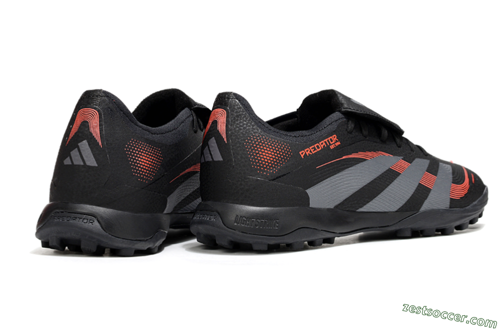 Adidas Predator Elite Foldover Tongue TF Low-Tops Soccer Shoes - Black/Grey/Red 6