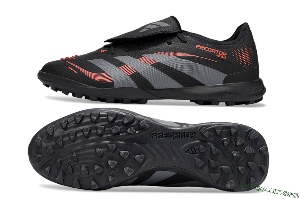 Adidas Predator Elite Foldover Tongue TF Low-Tops Soccer Shoes - Black/Grey/Red 1
