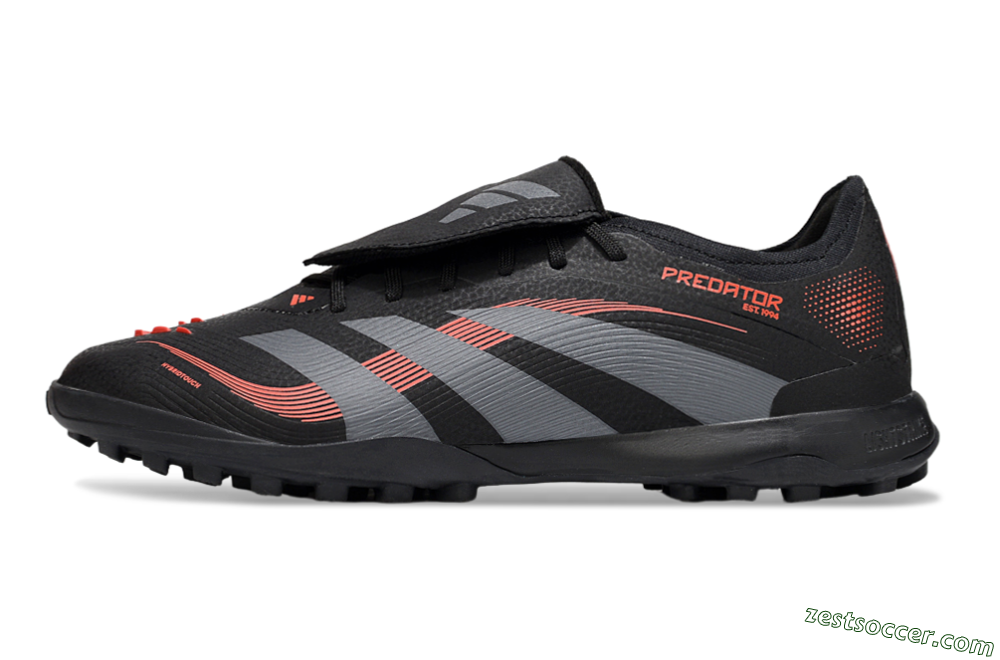 Adidas Predator Elite Foldover Tongue TF Low-Tops Soccer Shoes - Black/Grey/Red 2