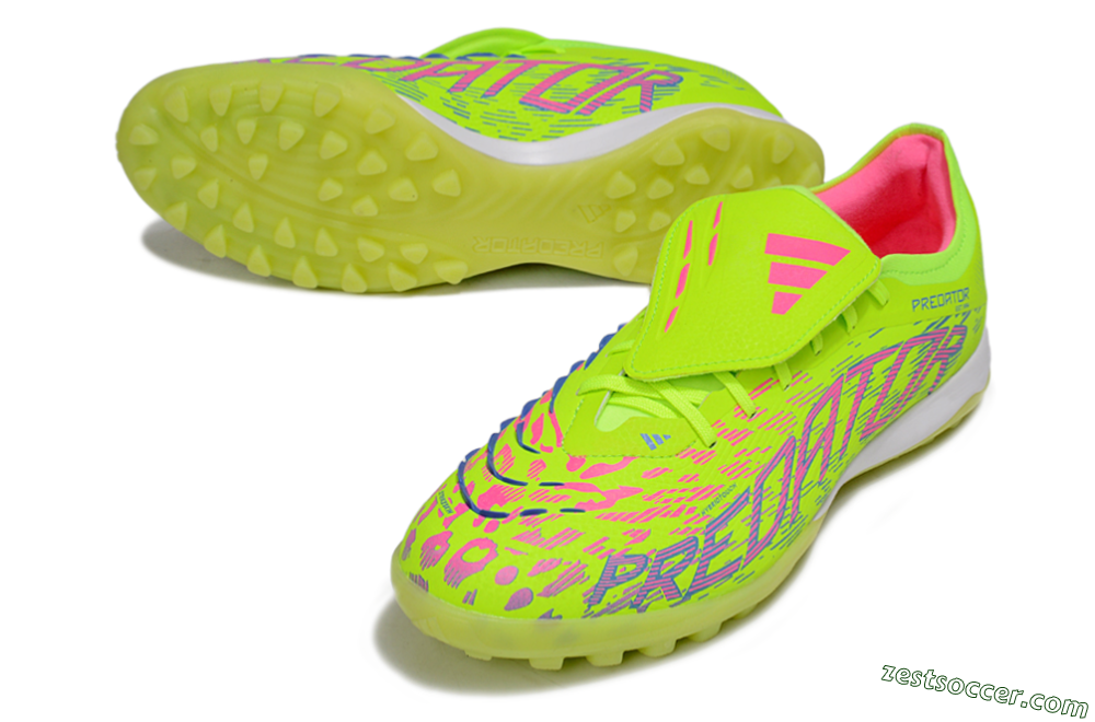 Adidas Predator Elite Foldover Tongue TF Low-Tops Soccer Shoes - Yellow/Pink/White 3