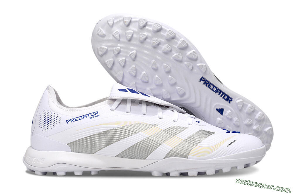 Adidas Predator Elite Foldover Tongue TF Low-Tops Soccer Shoes - White/Silver/Blue 0