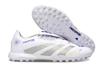 Adidas Predator Elite Foldover Tongue TF Low-Tops Soccer Shoes - White/Silver/Blue