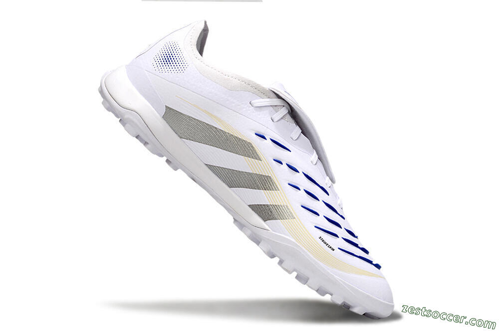 Adidas Predator Elite Foldover Tongue TF Low-Tops Soccer Shoes - White/Silver/Blue 4