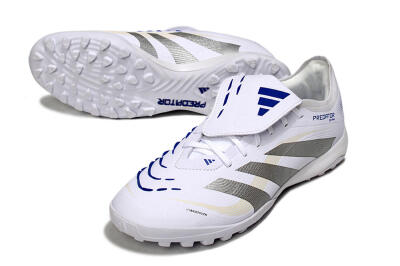 Adidas Predator Elite Foldover Tongue TF Low-Tops Soccer Shoes - White/Silver/Blue