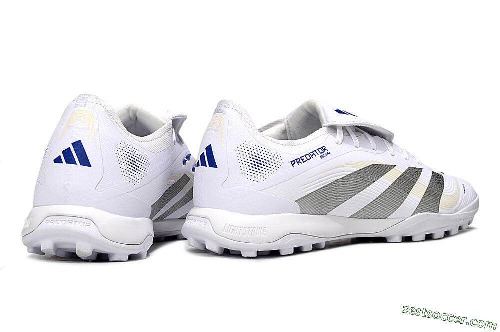 Adidas Predator Elite Foldover Tongue TF Low-Tops Soccer Shoes - White/Silver/Blue 6