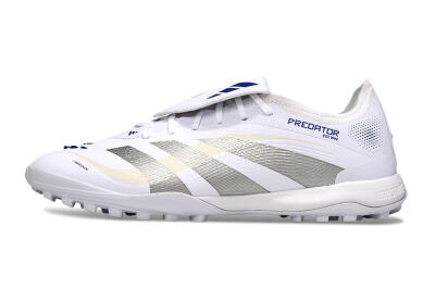 Adidas Predator Elite Foldover Tongue TF Low-Tops Soccer Shoes - White/Silver/Blue