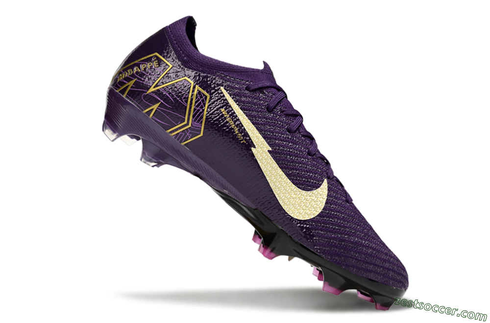 Nike Air Zoom Mercurial Vapor 16 Elite FG Low-Tops Soccer Cleats - Purple/White/Gold 4