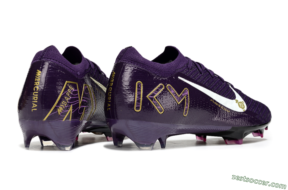 Nike Air Zoom Mercurial Vapor 16 Elite FG Low-Tops Soccer Cleats - Purple/White/Gold 6
