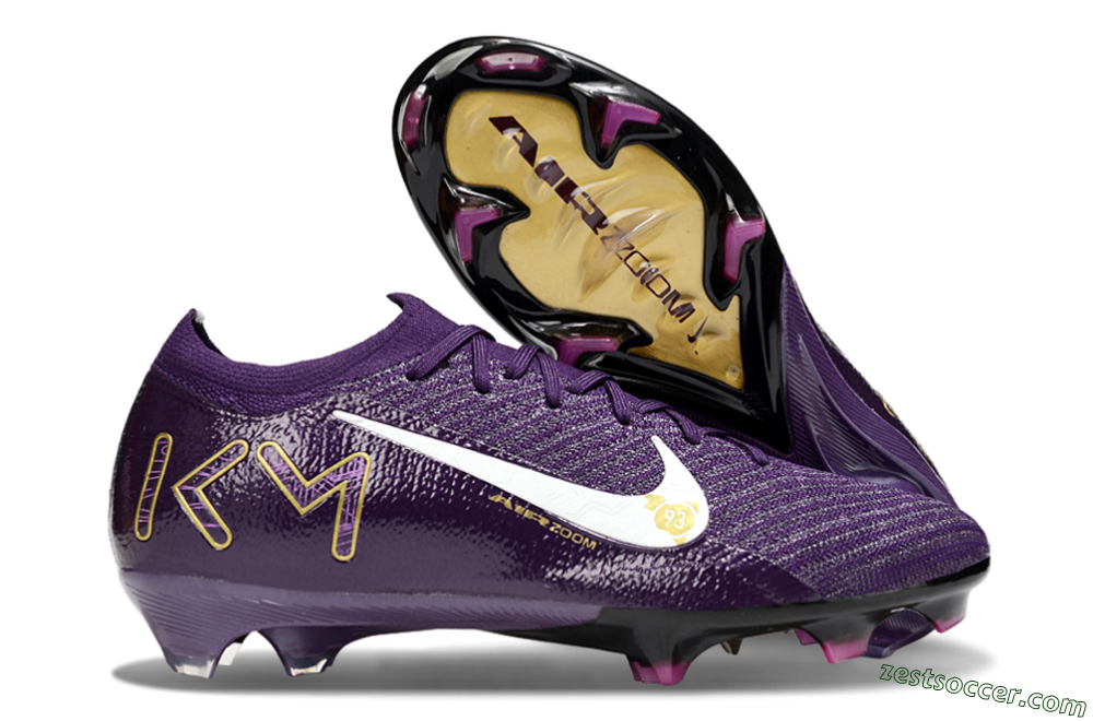 Nike Air Zoom Mercurial Vapor 16 Elite FG Low-Tops Soccer Cleats - Purple/White/Gold 0