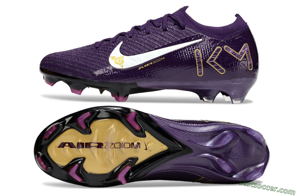 Nike Air Zoom Mercurial Vapor 16 Elite FG Low-Tops Soccer Cleats - Purple/White/Gold 1