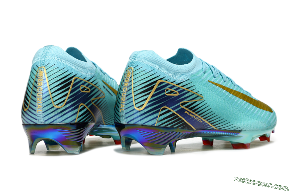 Nike Air Zoom Mercurial Vapor 16 Elite FG Low-Tops Soccer Cleats - Jade/Gold/Blue 6