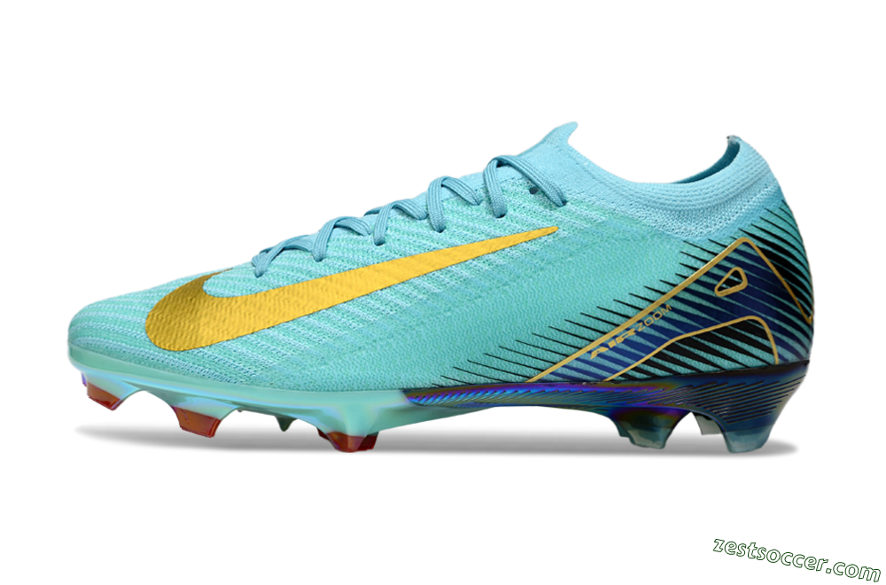 Nike Air Zoom Mercurial Vapor 16 Elite FG Low-Tops Soccer Cleats - Jade/Gold/Blue 2