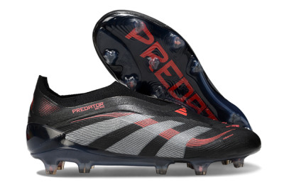 Adidas Predator 25 Elite Laceless FG Low-Tops Soccer Cleats - Black/Grey/Red