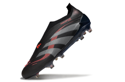 Adidas Predator 25 Elite Laceless FG Low-Tops Soccer Cleats - Black/Grey/Red