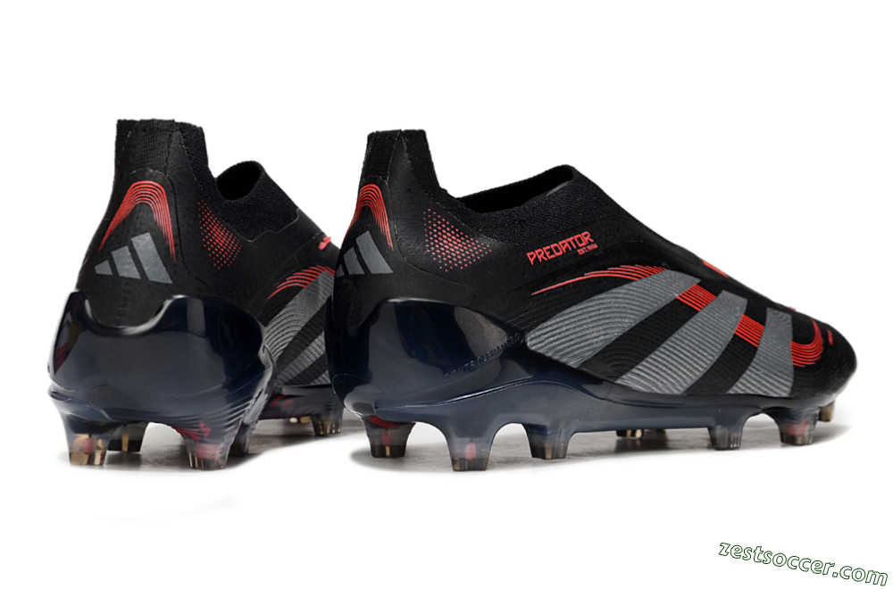Adidas Predator 25 Elite Laceless FG Low-Tops Soccer Cleats - Black/Grey/Red 6