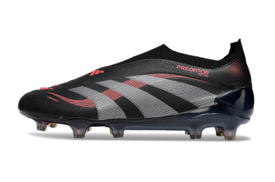 Adidas Predator 25 Elite Laceless FG Low-Tops Soccer Cleats - Black/Grey/Red