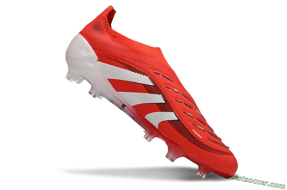 Adidas Predator 25 Elite Laceless FG Low-Tops Soccer Cleats - Red/White/Black 4
