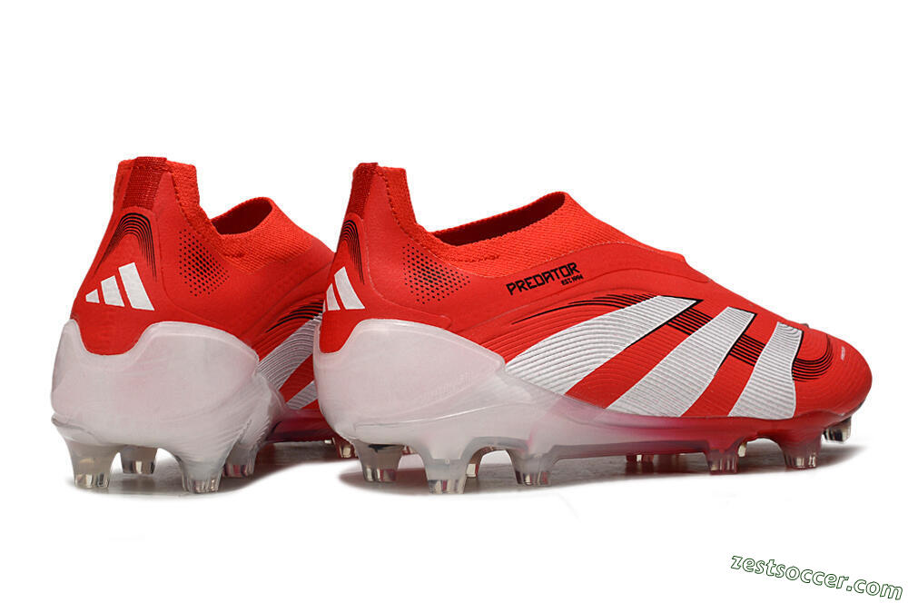 Adidas Predator 25 Elite Laceless FG Low-Tops Soccer Cleats - Red/White/Black 6