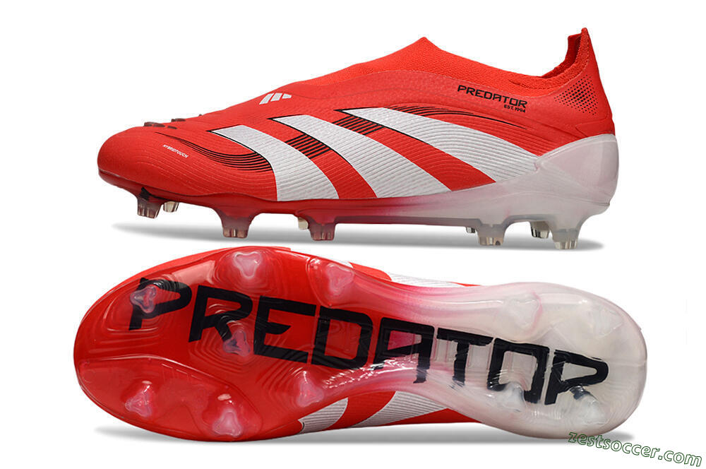 Adidas Predator 25 Elite Laceless FG Low-Tops Soccer Cleats - Red/White/Black 1