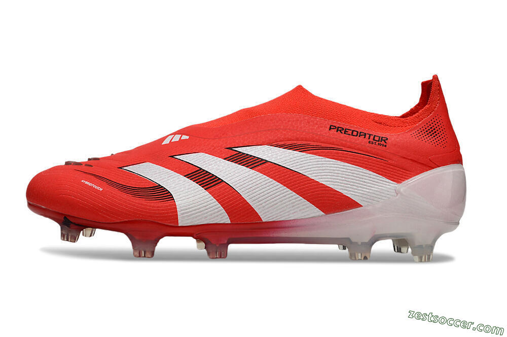 Adidas Predator 25 Elite Laceless FG Low-Tops Soccer Cleats - Red/White/Black 2