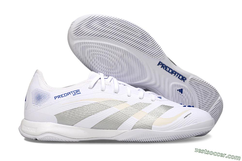 Adidas Predator 25 Elite IC Low-Tops Soccer Shoes - White/Silver/Blue 0