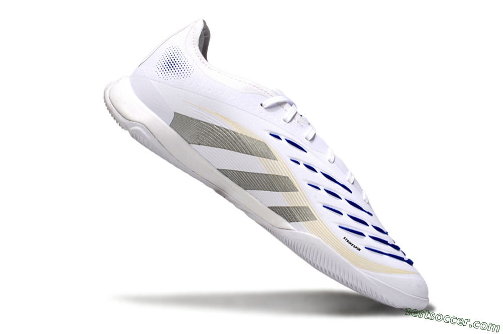 Adidas Predator 25 Elite IC Low-Tops Soccer Shoes - White/Silver/Blue 4