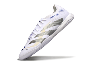 Adidas Predator 25 Elite IC Low-Tops Soccer Shoes - White/Silver/Blue