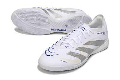 Adidas Predator 25 Elite IC Low-Tops Soccer Shoes - White/Silver/Blue