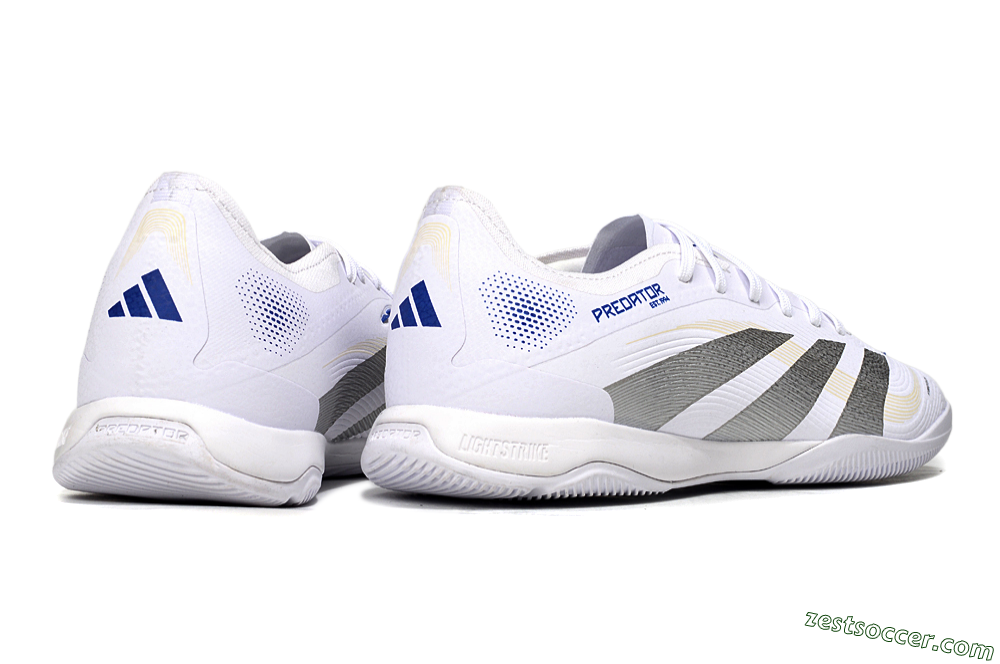 Adidas Predator 25 Elite IC Low-Tops Soccer Shoes - White/Silver/Blue 6