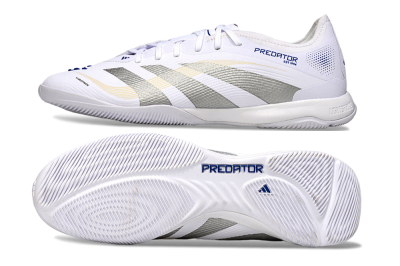 Adidas Predator 25 Elite IC Low-Tops Soccer Shoes - White/Silver/Blue