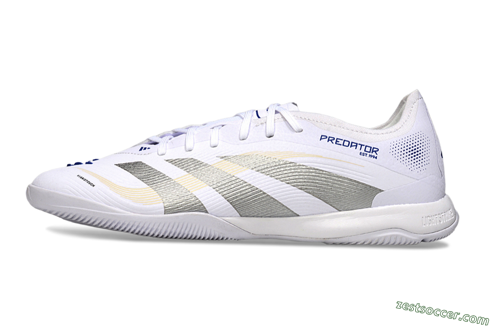 Adidas Predator 25 Elite IC Low-Tops Soccer Shoes - White/Silver/Blue 2