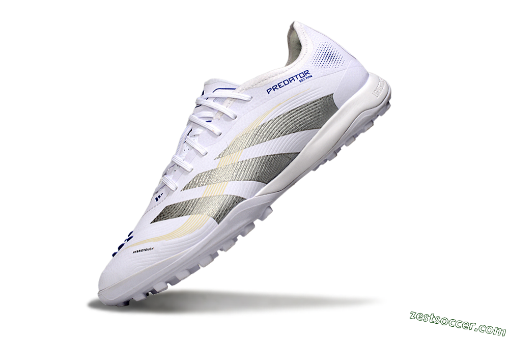 Adidas Predator 25 Elite TF Low-Tops Soccer Shoes - White/Silver/Blue 5