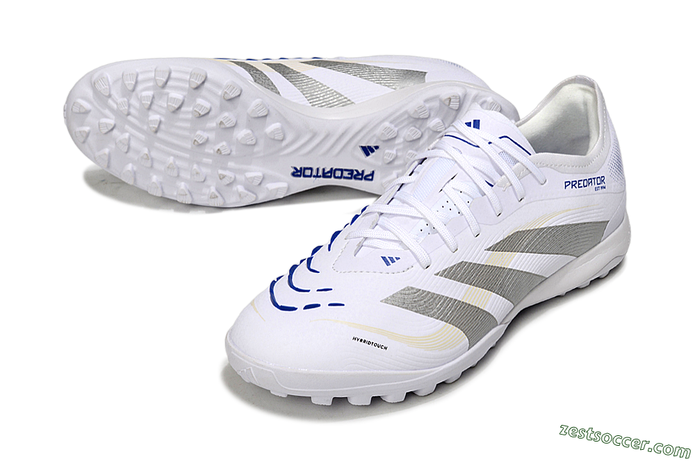 Adidas Predator 25 Elite TF Low-Tops Soccer Shoes - White/Silver/Blue 3