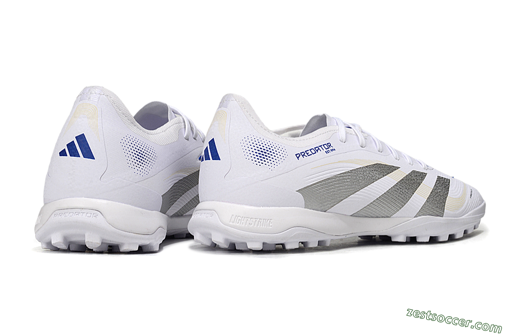 Adidas Predator 25 Elite TF Low-Tops Soccer Shoes - White/Silver/Blue 6