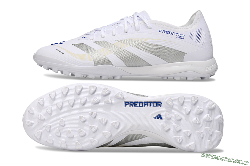 Adidas Predator 25 Elite TF Low-Tops Soccer Shoes - White/Silver/Blue 1