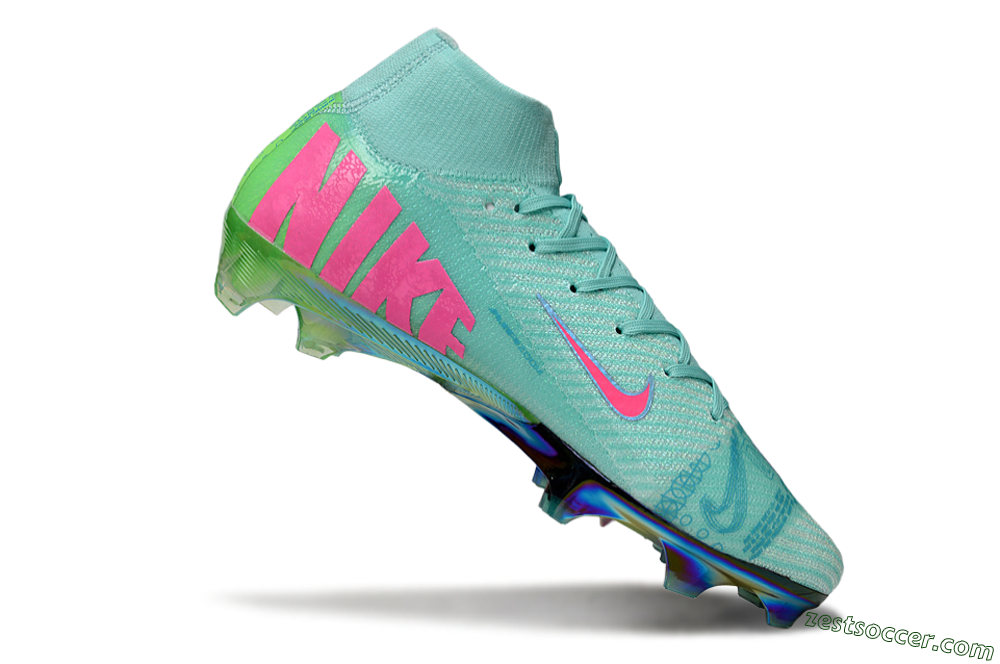 Nike Air Zoom Mercurial Superfly 10 Elite FG High-Tops Soccer Cleats - Jade/Pink/Gold 4