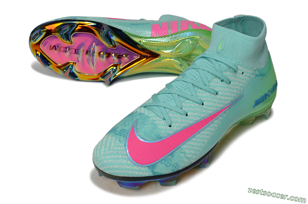 Nike Air Zoom Mercurial Superfly 10 Elite FG High-Tops Soccer Cleats - Jade/Pink/Gold 3
