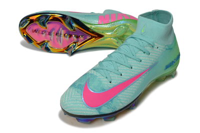 Nike Air Zoom Mercurial Superfly 10 Elite FG High-Tops Soccer Cleats - Jade/Pink/Gold