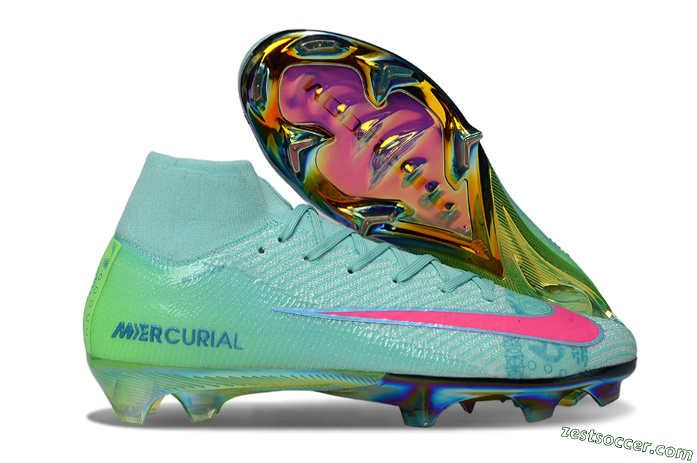 Nike Air Zoom Mercurial Superfly 10 Elite FG High-Tops Soccer Cleats - Jade/Pink/Gold 0