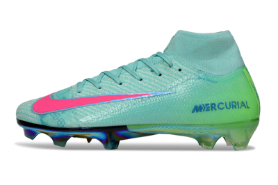Nike Air Zoom Mercurial Superfly 10 Elite FG High-Tops Soccer Cleats - Jade/Pink/Gold