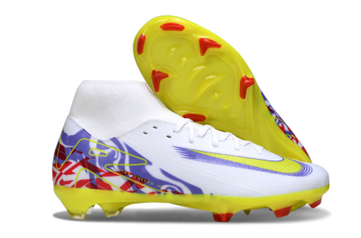 Nike Air Zoom Mercurial Superfly 10 Academy FG High-Tops Soccer Cleats - White/Purple/Yellow/Red